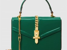 Gucci 589479 1J70G 3120 绿色漆皮 Sylvie 1969系列 迷你手提包
