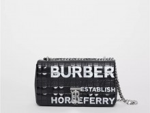 Burberry 80216191 黑色/银色 Horseferry印花 小号Lola萝纳包