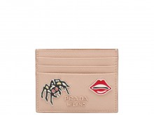 Prada/普拉达 1MC025 蜘蛛和唇部图案 粉色Saffiano皮质卡片夹