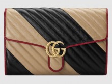 Gucci/古驰 498079 米色/黑色 GG Marmont 系列手拿包