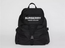 Burberry 80106081 黑色 徽标印花尼龙双肩包