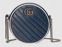 Gucci古驰 550154 0OLFN 4186 蓝色 GG Marmont系列迷你圆饼包