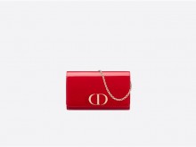 Dior迪奥 S2059OWPJ_M52R 樱桃红漆皮牛皮革 30 MONTAIGNE 链条钱包