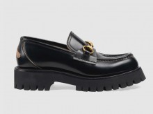 Gucci古驰 577236 DS800 1000 黑色 皮革沟纹鞋底乐福鞋