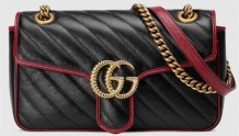 Gucci古驰 443497 黑红色 GG Marmont 系列小号肩背包
