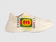Gucci古驰 500878 象牙色 Rhyton系列 男士Gucci标识皮革运动鞋