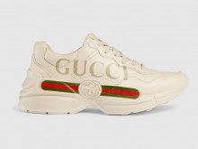Gucci 528892 象牙白色 Rhyton系列 女士Gucci标识皮革运动鞋