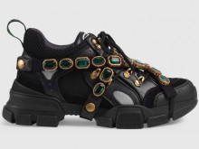 Gucci 537153 黑色 Flashtrek系列 女士饰可拆卸水晶运动鞋