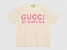  Gucci 616036 黄色 Gucci Sexiness 印花超大造型T恤