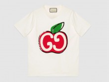Gucci 580762 白色 饰GG苹果印花 T恤