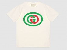 Gucci 565806 白色 互扣式双G 超大造型T恤