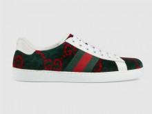 Gucci 576177 绿/红色 Ace系列 GG厚绒布 男士运动鞋