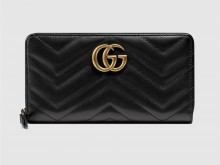 Gucci古驰 443123 黑色 GG Marmont系列全拉链式钱包