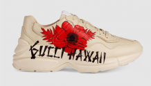Gucci 631708 象牙白色 Rhyton系列 Gucci Hawaii印花 女士运动鞋