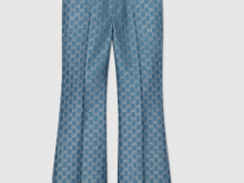 Gucci 616539 蓝色/银色 GG轻质金银丝线 喇叭裤