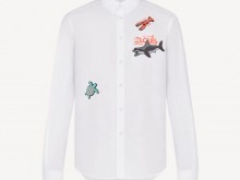 LV 1A8R1C 海洋生物 串珠贴饰衬衫